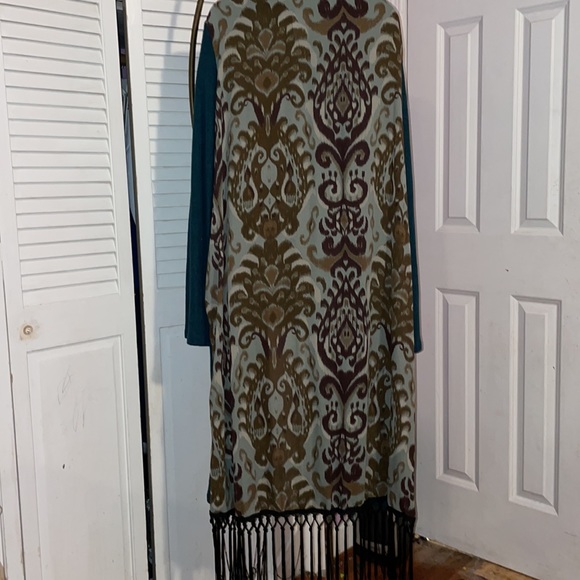 Green/Brown Ikat Kimono - Sizes 3X - Picture 4 of 11